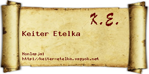 Keiter Etelka névjegykártya